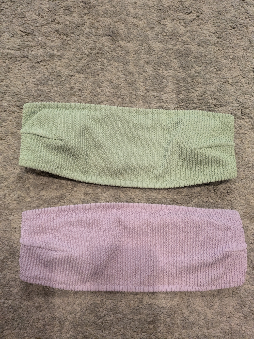 H&M Textured Bandeau Swim Tops in Textured Mint Green And Lavender